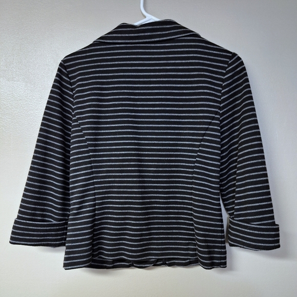 Cynthia Rowley Black Gray Stripe Office Work One Button Blazer Folded Longsleeve - Picture 9 of 9